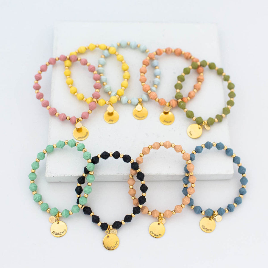 Fruit of the Spirit bracelets with gold charms