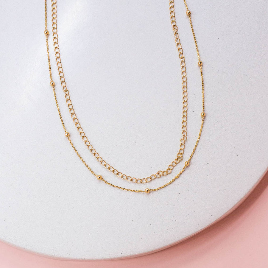 dainty gold duo chain necklace dreamer and co ethically made jewelry