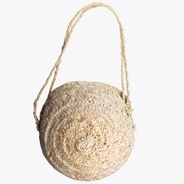 ethically made large round woven purse