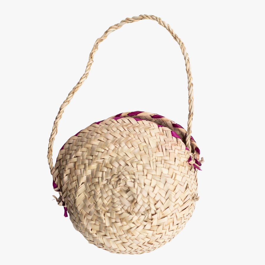 ethically made small round woven purse