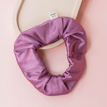 ethically made pink silky scrunchie for adults