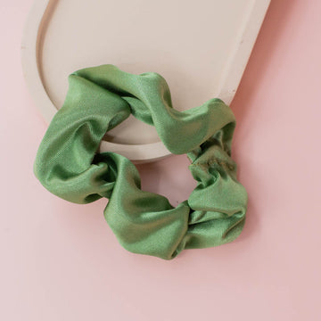 ethically made green silky scrunchie for kids